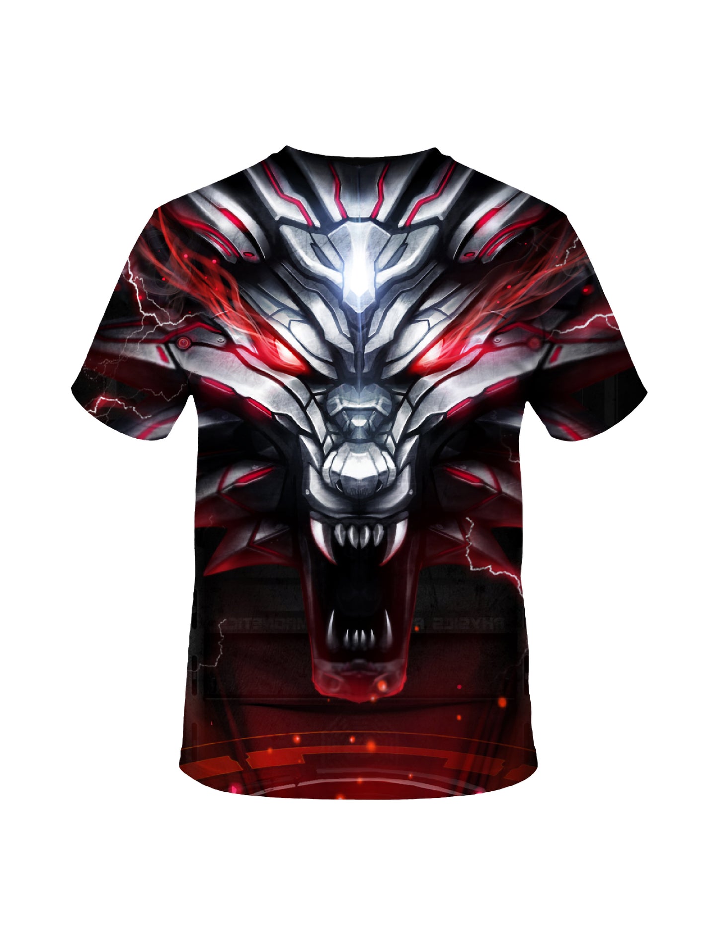 Men Women 3D All Over Print T-Shirt Metallic Wolf Cyberpunk Lightning Graphic Sweatshirt