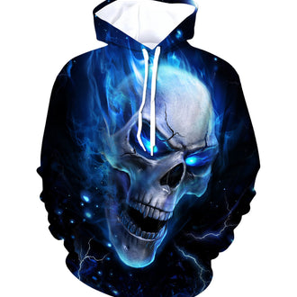 Blauer Totenkopf-Hoodie