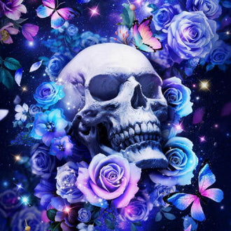 Flowers & Butterflies Skull-Wallpaper