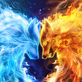 Fire&Ice Wolf-Wallpaper