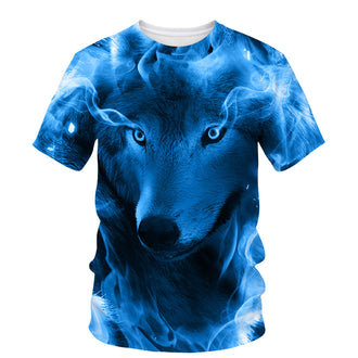 Blue Flame Wolf-Tshirt