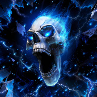 Blue Skull-Wallpaper