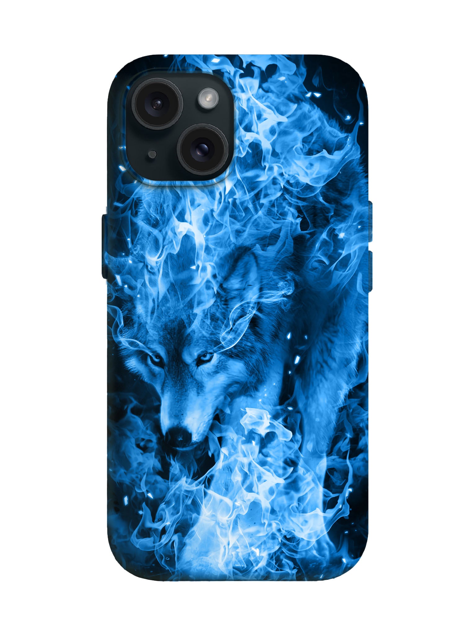 Blue Flame Wolf Edgy Cyberpunk Tough Phone Case