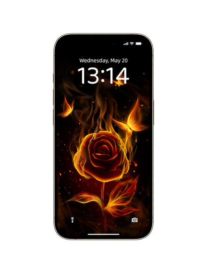 Fiery Rose & Butterflies Phone Wallpaper