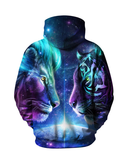 Unisex 3D All Over Print Hoodie Galaxy Tiger Lion Cosmic Aesthetic Pullover Soft Comfortable