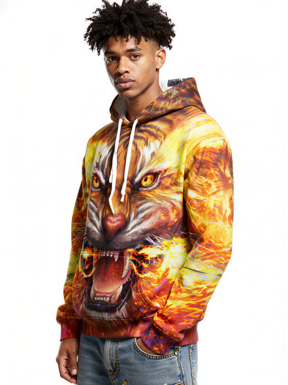 Men Women 3D All Over Print Fire Tiger Hoodie Sweatshirt