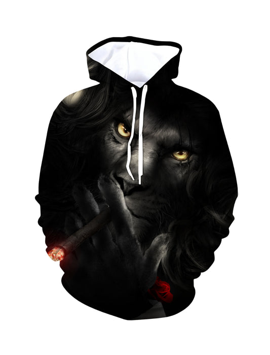 Hoodie 3D All Over Print Lion Smoke Red Rose Streetwear Unisex Soft Comfortable