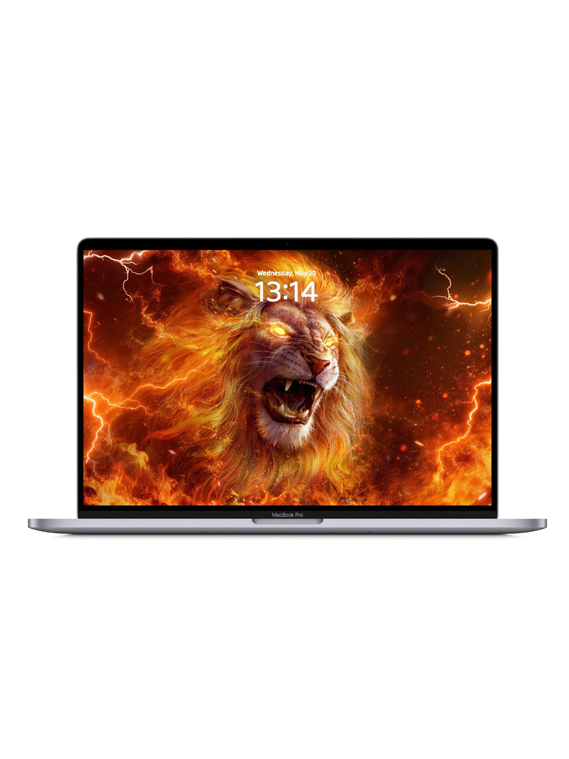 Roaring Flame Lion Digital Wallpaper