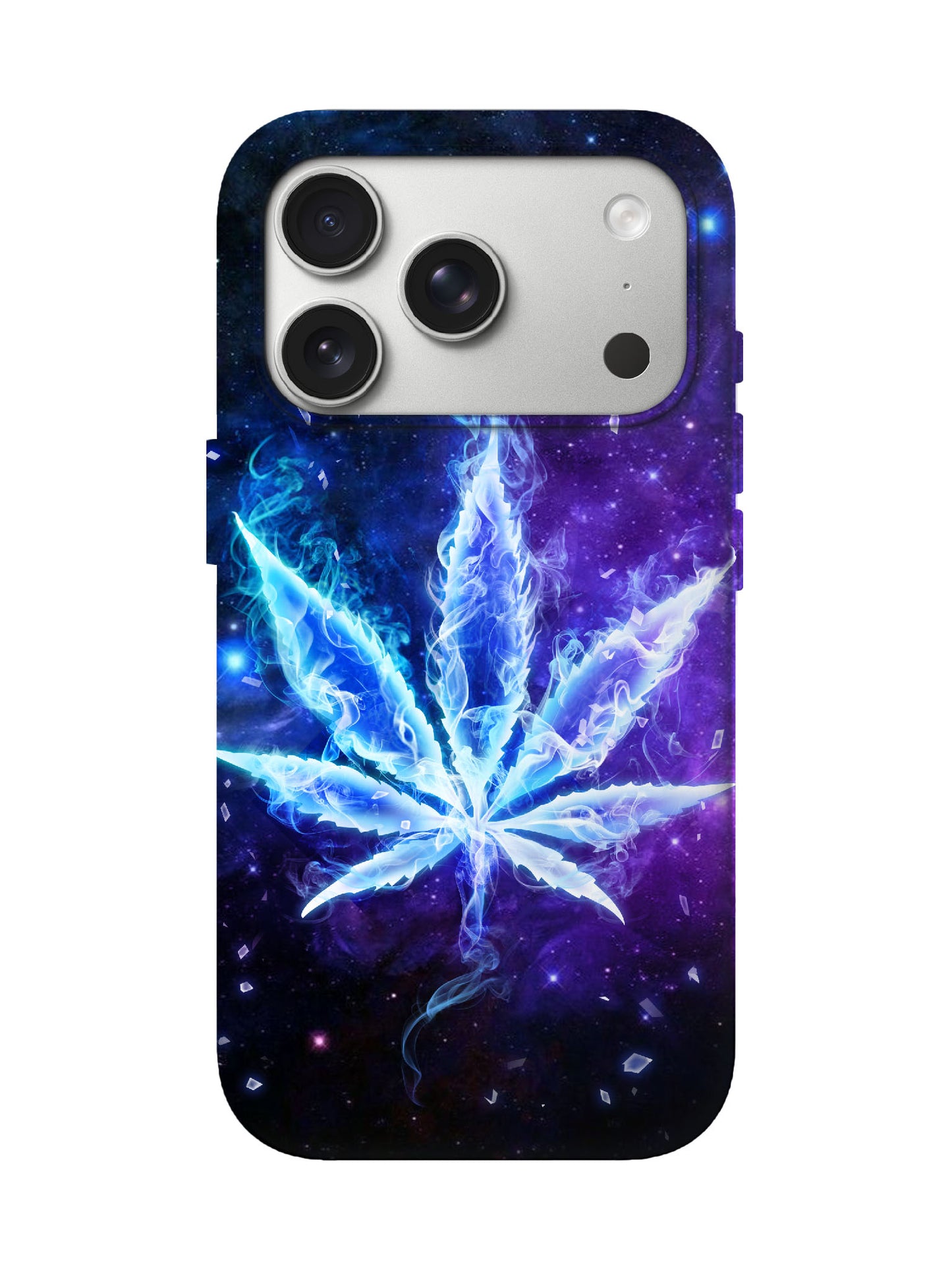 Neon Flame Leaf Cyberpunk Tough Phone Case