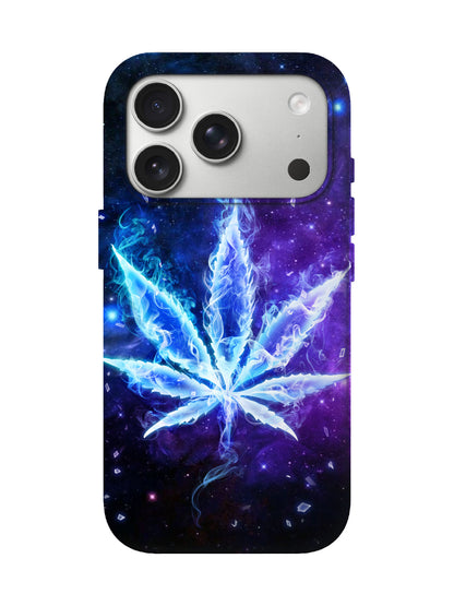Neon Flame Leaf Cyberpunk Tough Phone Case