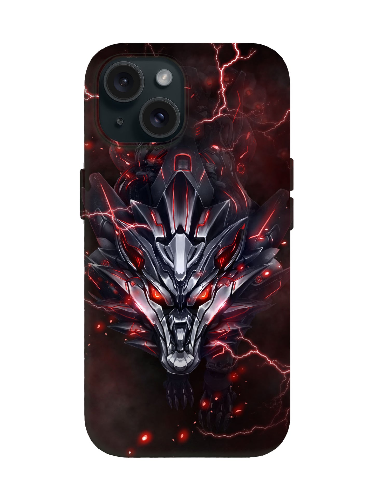 Cyberpunk Lightning Wolf Skull Edgy Tough Phone Case