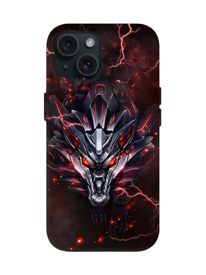 Cyberpunk Lightning Wolf Skull Edgy Tough Phone Case