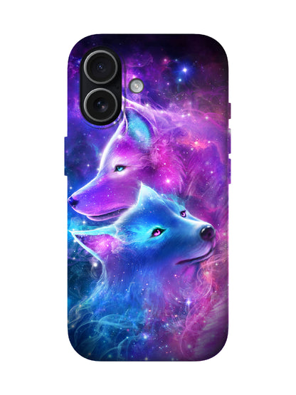 Cosmic Wolf Duo Cyberpunk Protective Phone Case