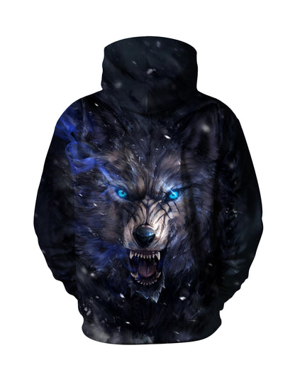 Fierce Galaxy Wolf 3D Print Hoodie | Oversized Night Graphic Pullover