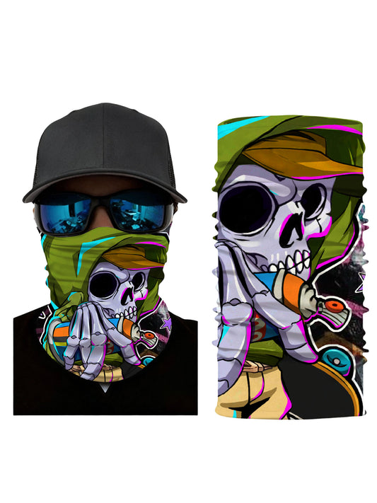 Tube Face Mask with 3D All Over Print Graffiti Skull Design in Streetwear Style for Men Women Soft Stretchy Breathable Fabric