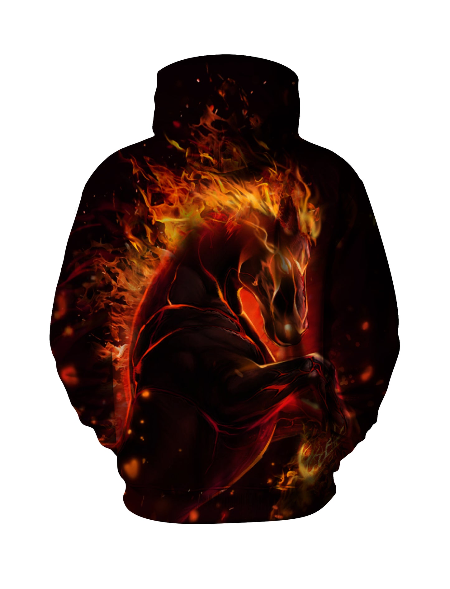 Men Women 3D All Over Print Fire Horse Hoodie Sweatshirt Graphic Pullover