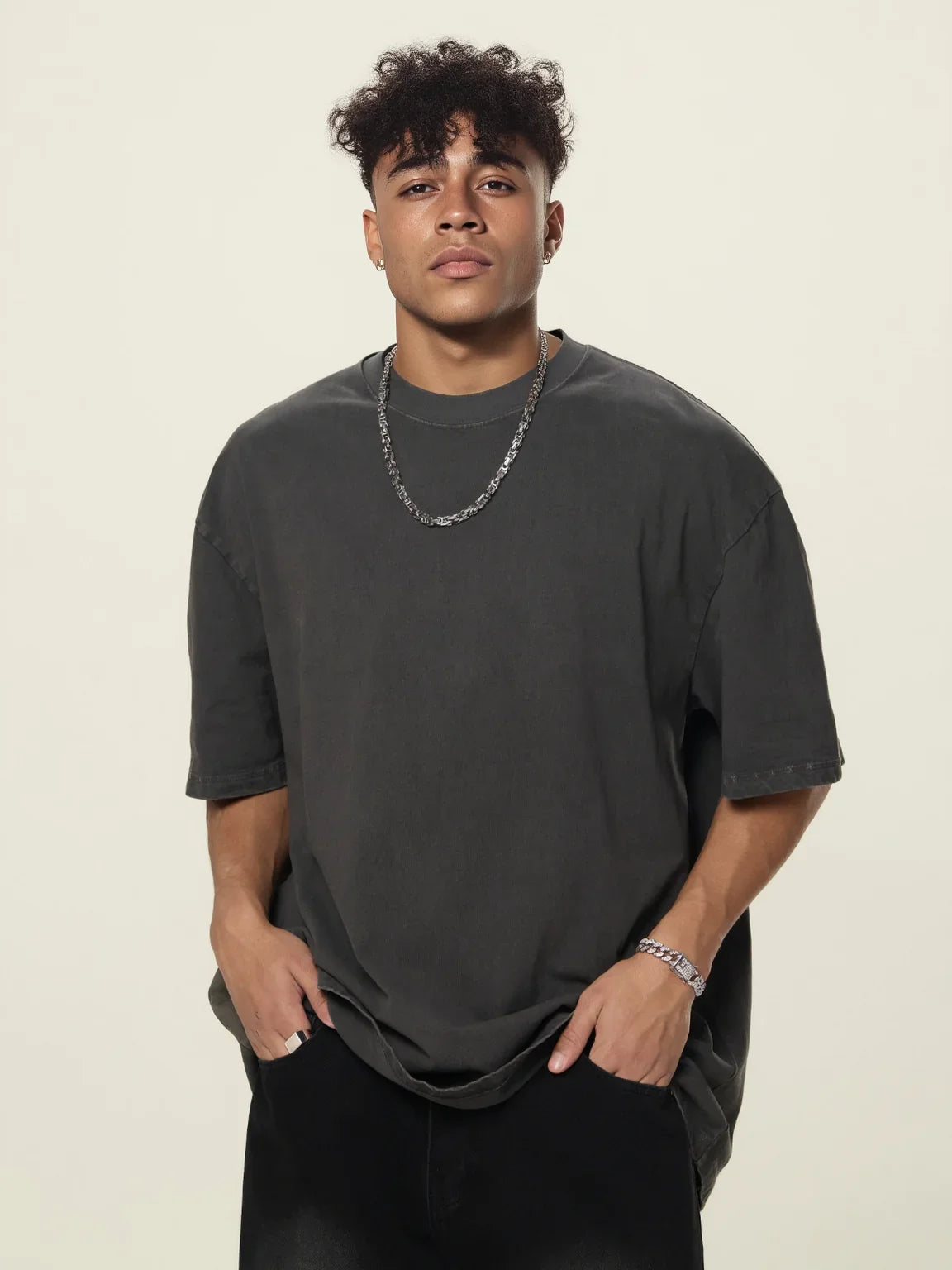 Stone-Washed Heavyweight Cotton Oversized T-Shirt