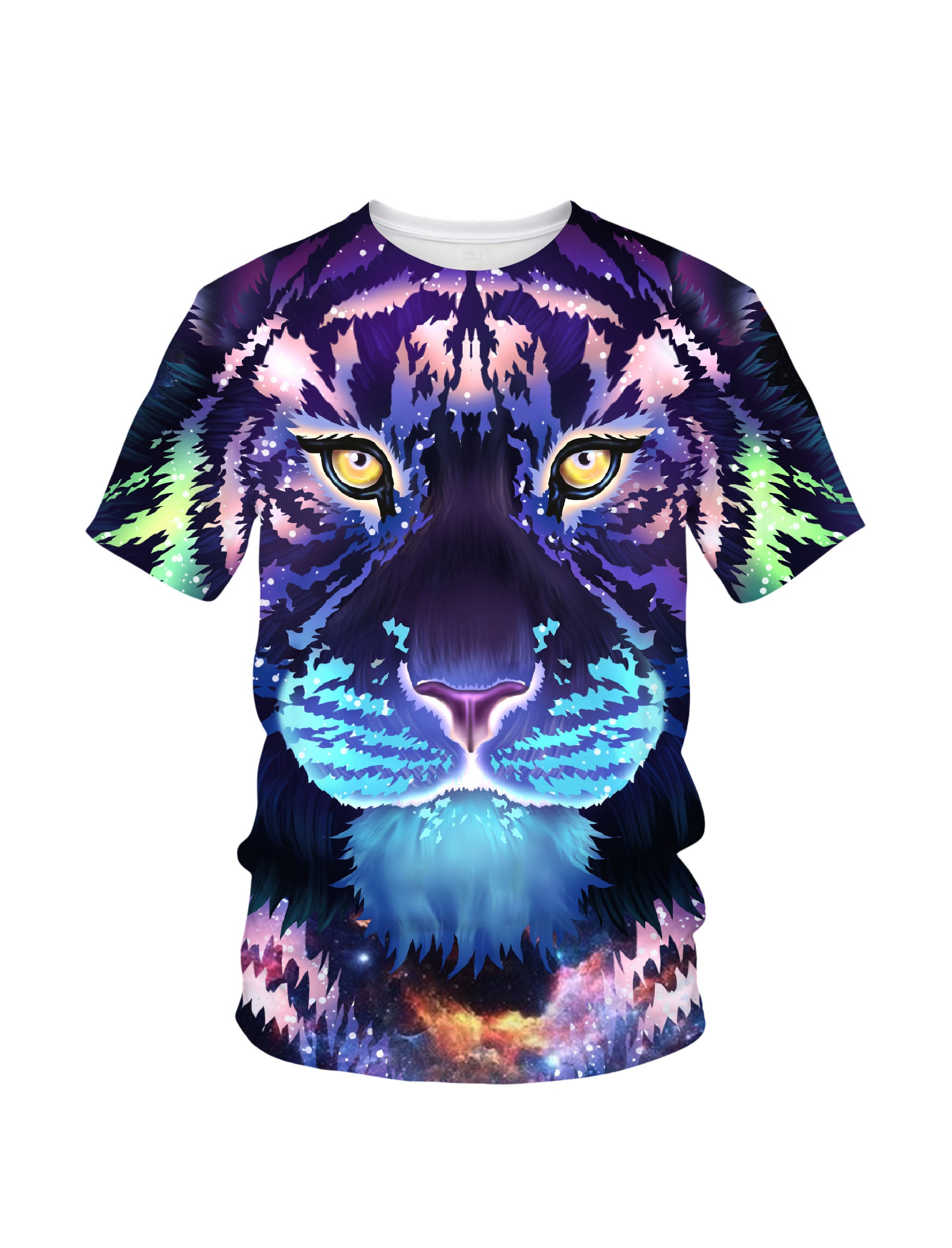 3D All Over Print Galaxy Tiger T-Shirt for Men Women, Cosmic Space Animal Graphic Pullover Sweatshirt