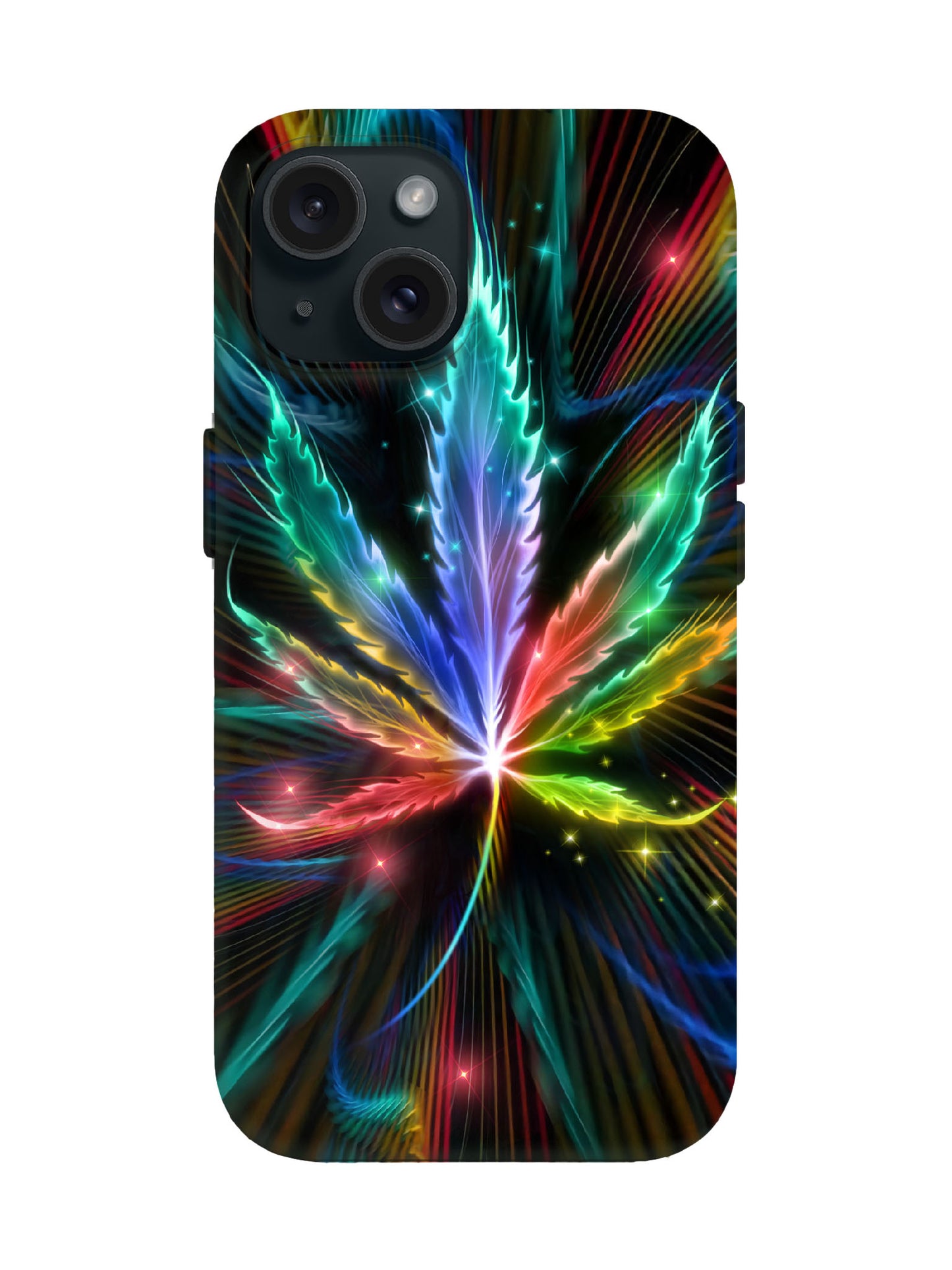 Neon Cannabis Leaf Edgy Cyberpunk Protective Phone Case
