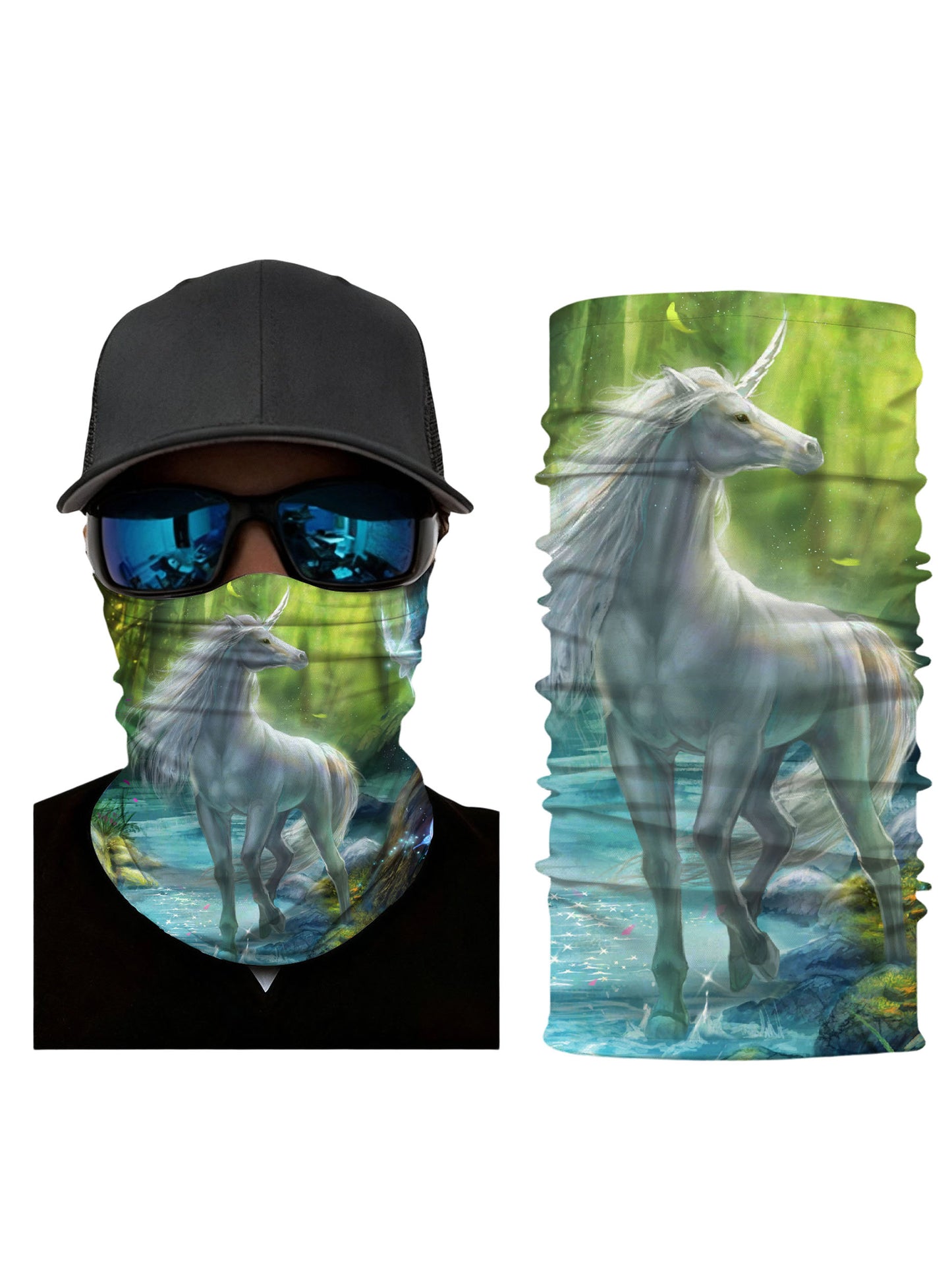 Neck Gaiter with 3D All Over Print Featuring Ethereal Unicorn in Enchanted Forest Aesthetic Style Unisex Soft Stretchy Breathable Fabric for Outdoor Use