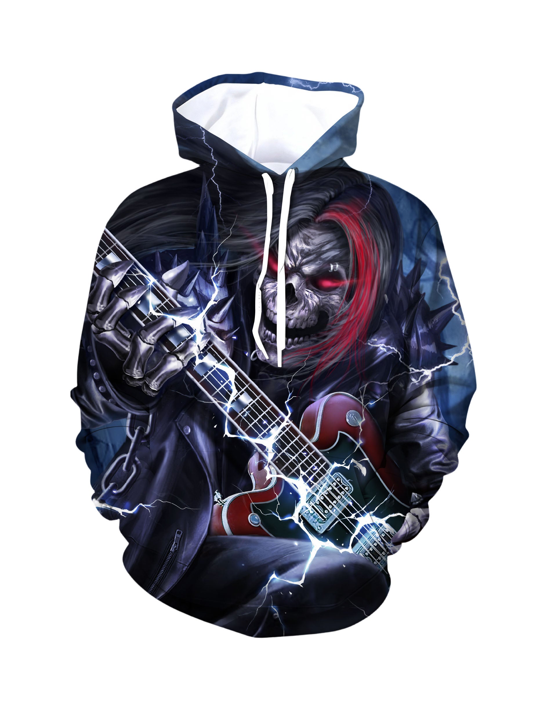 3D All Over Print Hoodie Dark Rock Punk Skull Style Aesthetic Streetwear for Men Women