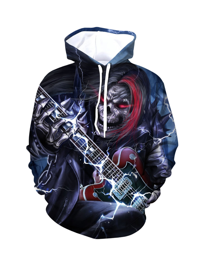 3D All Over Print Hoodie Dark Rock Punk Skull Style Aesthetic Streetwear for Men Women