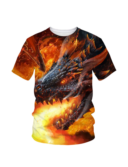 Men Women 3D All Over Print Dragon Fire T-Shirt Fantasy Graphic Pullover