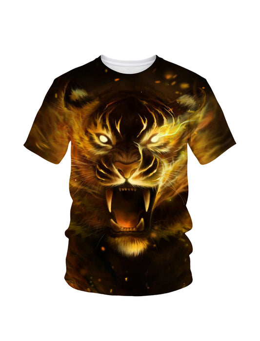 Men Women 3D All Over Print Tiger T-Shirt Fire Roar Graphic Pullover Sweatshirt