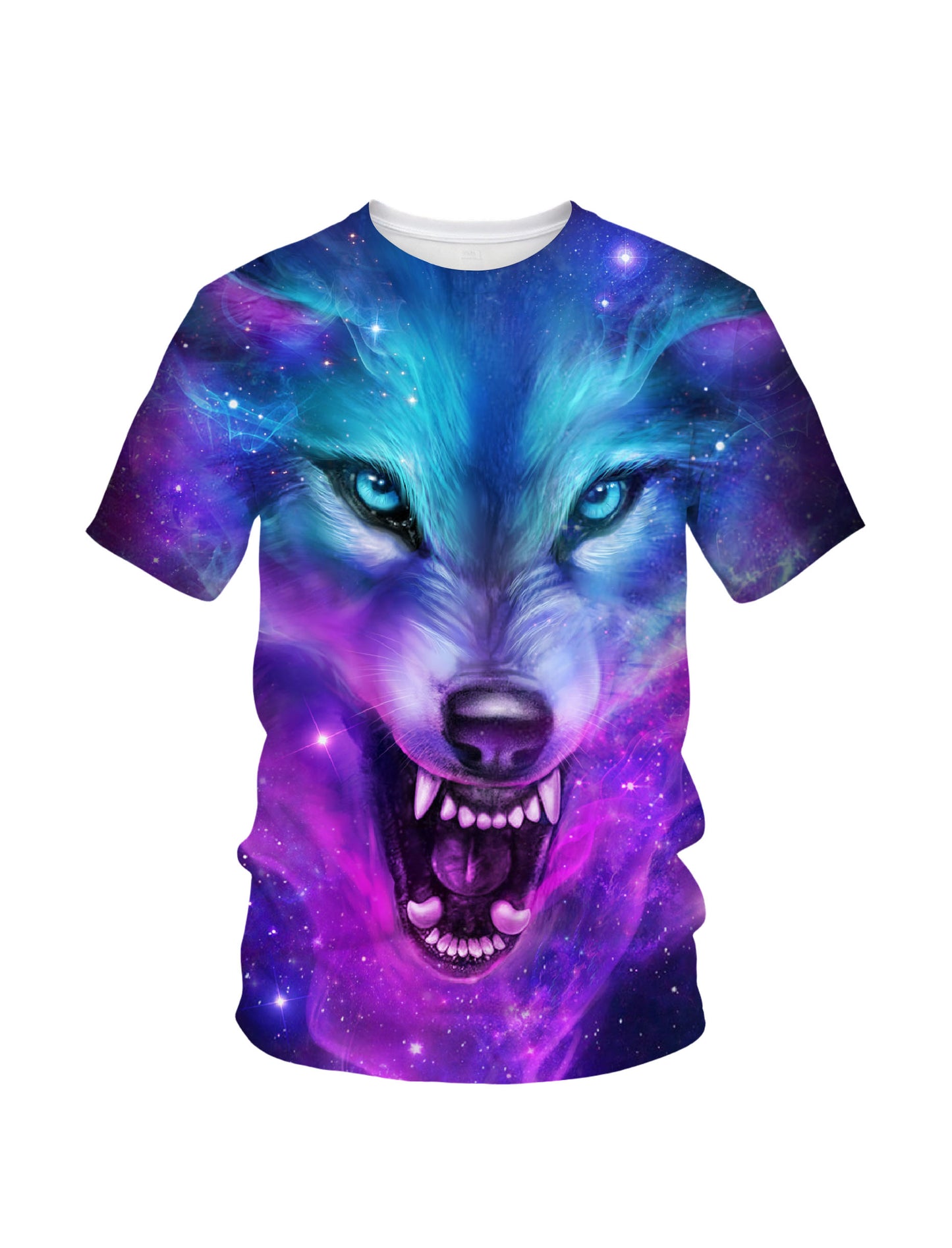 3D Wolf Galaxy T-Shirt All Over Print for Men Women, Cosmic Space Graphic Pullover Sweatshirt