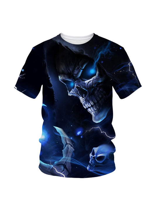 Blue Glow Skull 3D All Over Print T-Shirt Men Women Gothic Horror Style Sweatshirt