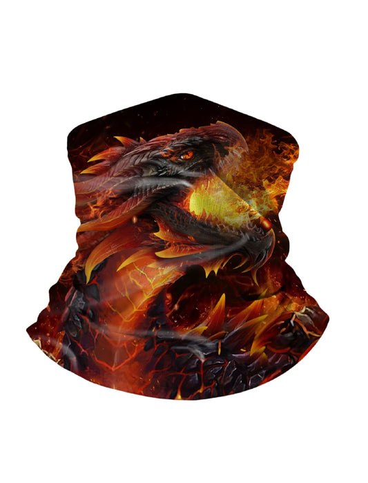 Unisex 3D All-Over Print Fiery Dragon Tube Mask – Streetwear Aesthetic Neck Gaiter, Breathable Windproof for Outdoor Sports