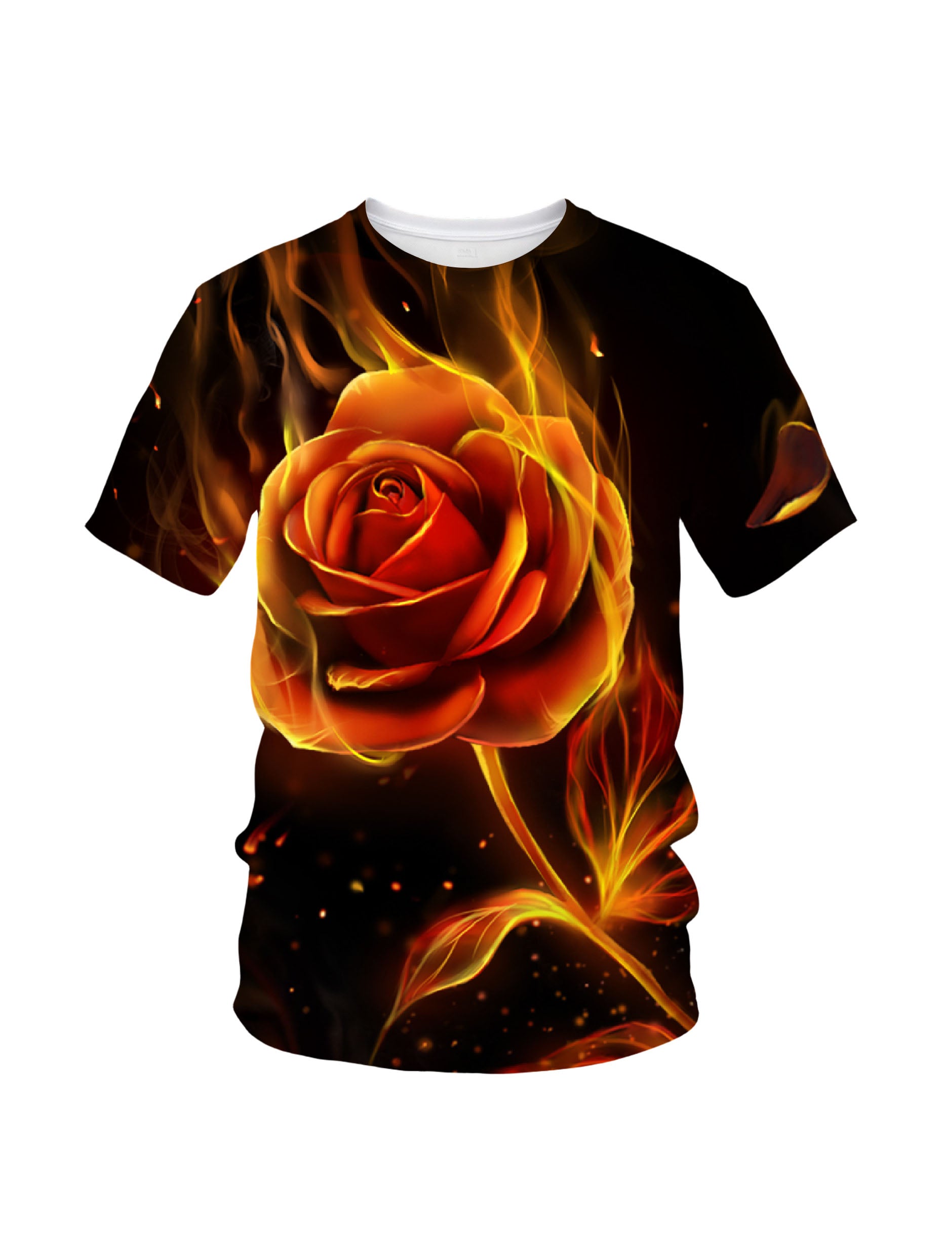 3D Fire Flower Flaming Rose Graphic All Over Print T-Shirt for Men Women