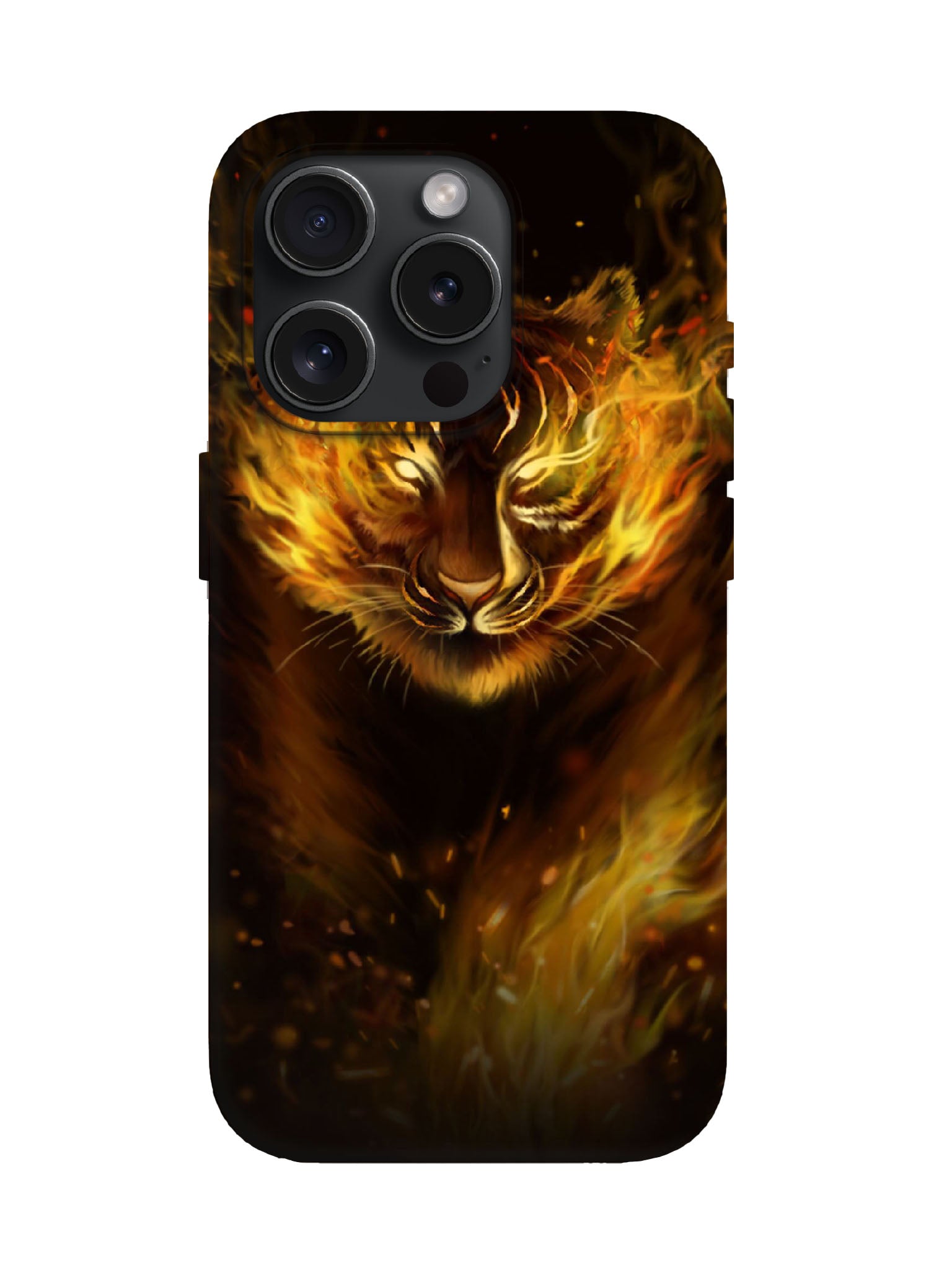 Flame Tiger Edgy Cyberpunk Tough Phone Case