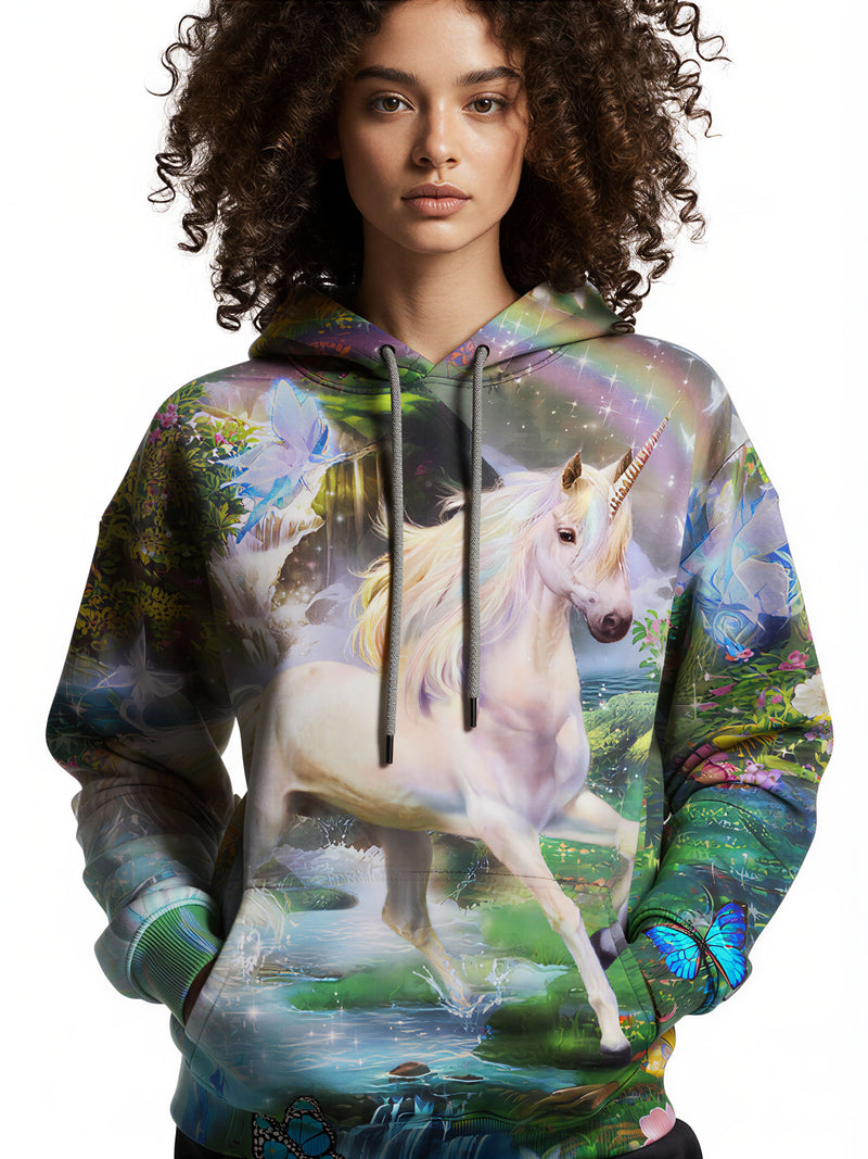 Unicorn 3D All Over Print Hoodie for Men Women Fantasy Forest Butterflies Sparkle Design