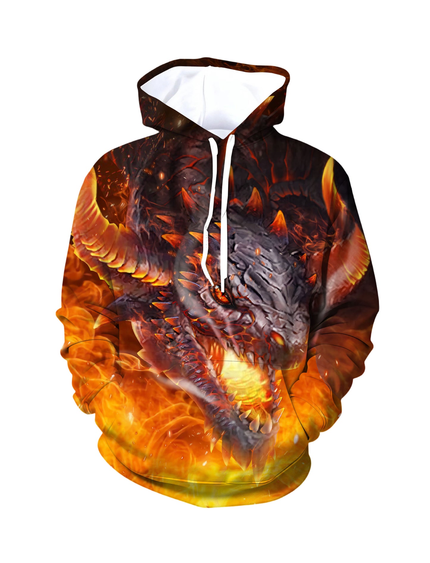 Unisex 3D All Over Print Dragon Fire Hoodie Sweatshirt Fantasy Graphic Pullover