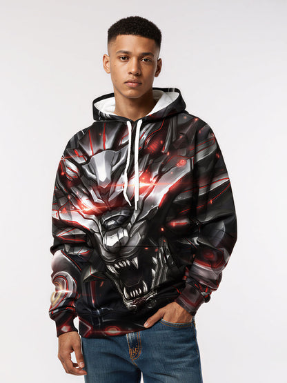 Hoodie 3D All Over Print Cyber Wolf Face Unisex Streetwear Soft Comfortable Loose Fit