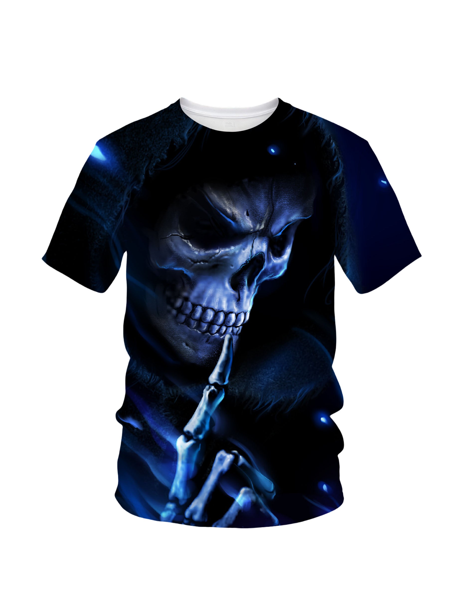 3D All Over Print Skull T-Shirt Men Women Gothic Blue Glow Streetwear Fashion Sweatshirt
