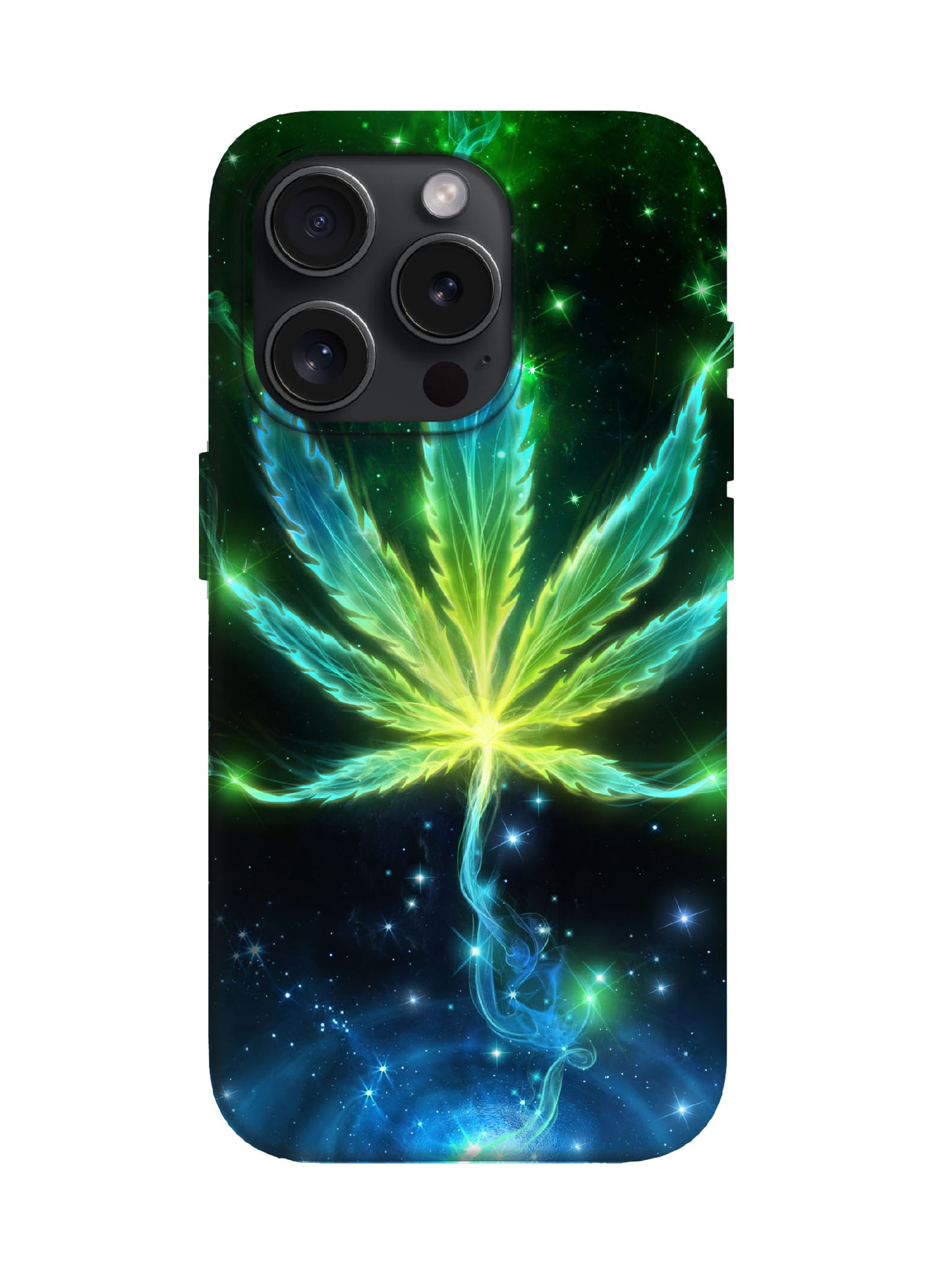 Neon Cannabis Leaf Cyberpunk Protective Phone Case