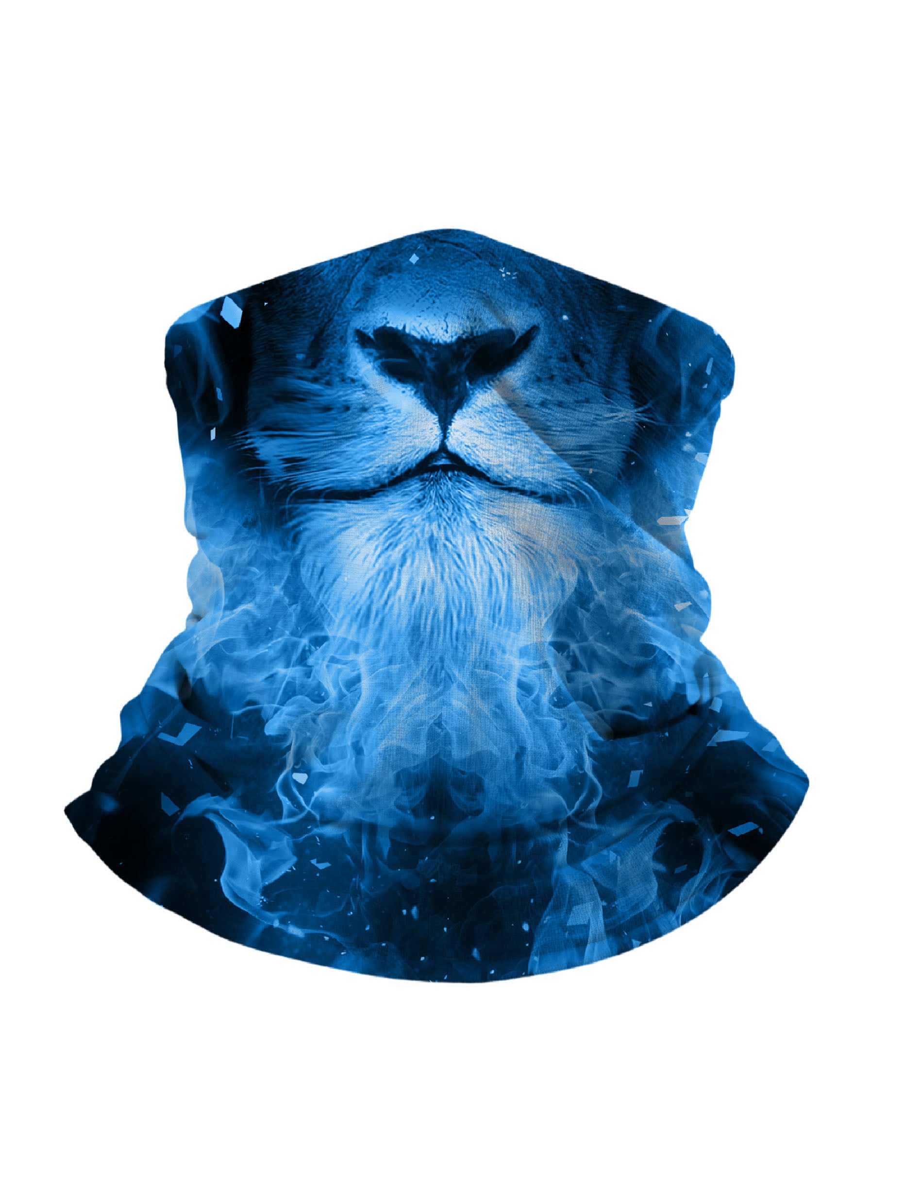 Unisex Neck Gaiter with 3D All Over Print Ice Lion Face, Aesthetic Streetwear Design, Soft Stretchy Breathable Fabric for Outdoor Use