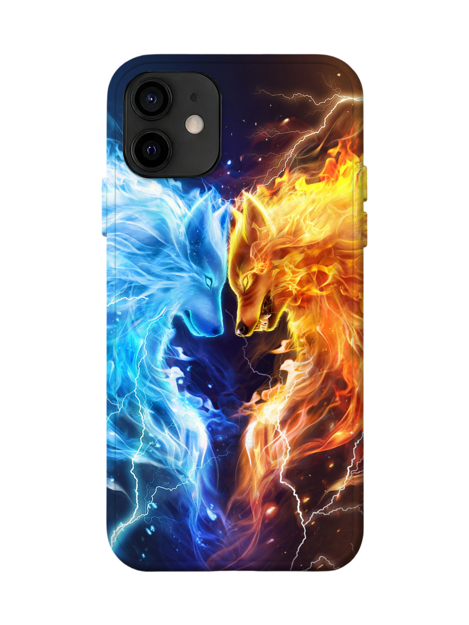 Fire and Ice Wolves Edgy Cyberpunk Tough Phone Case