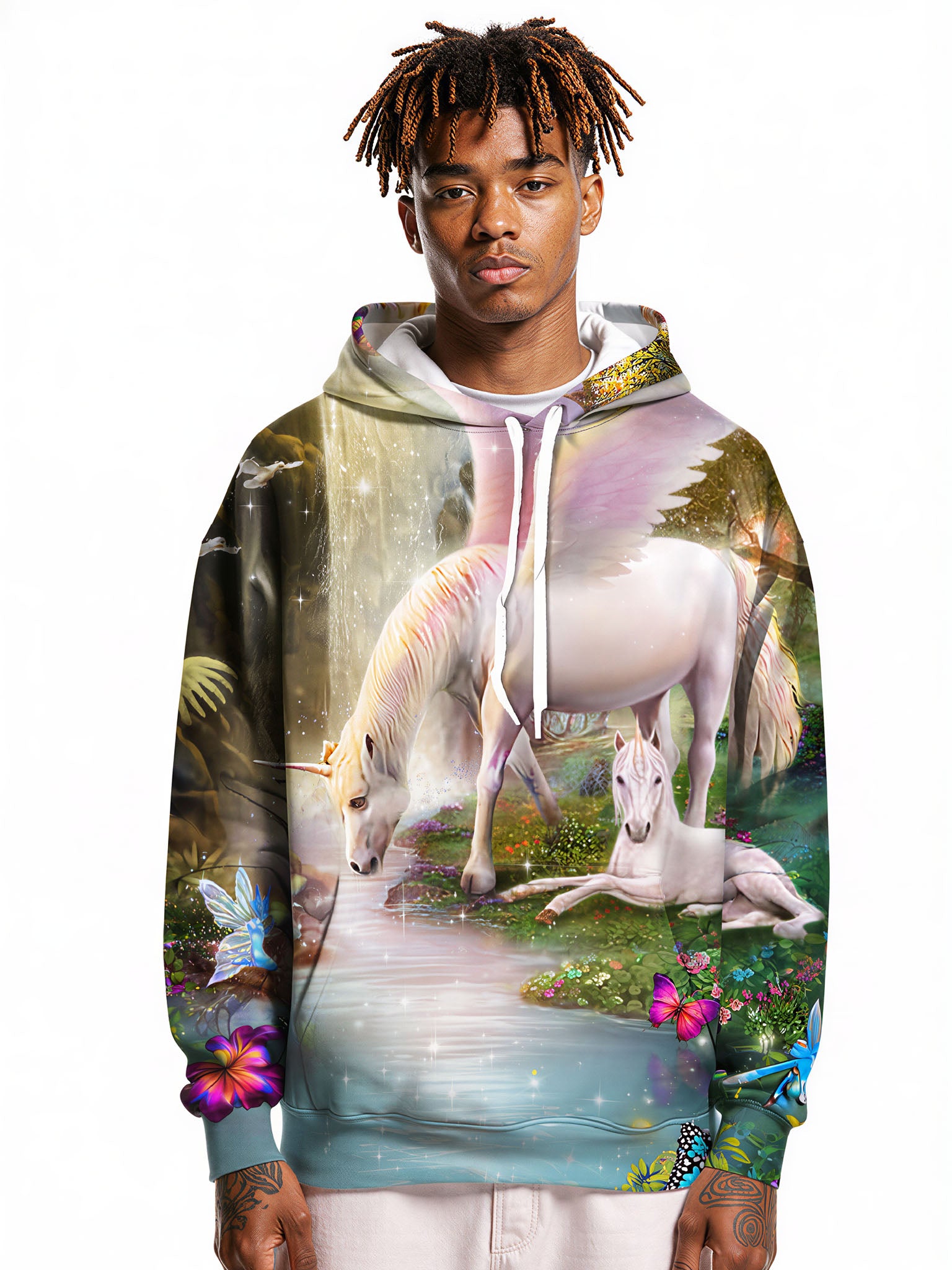 Unicorn 3D All Over Print Hoodie for Men Women Fantasy Forest Fairy Butterfly Design