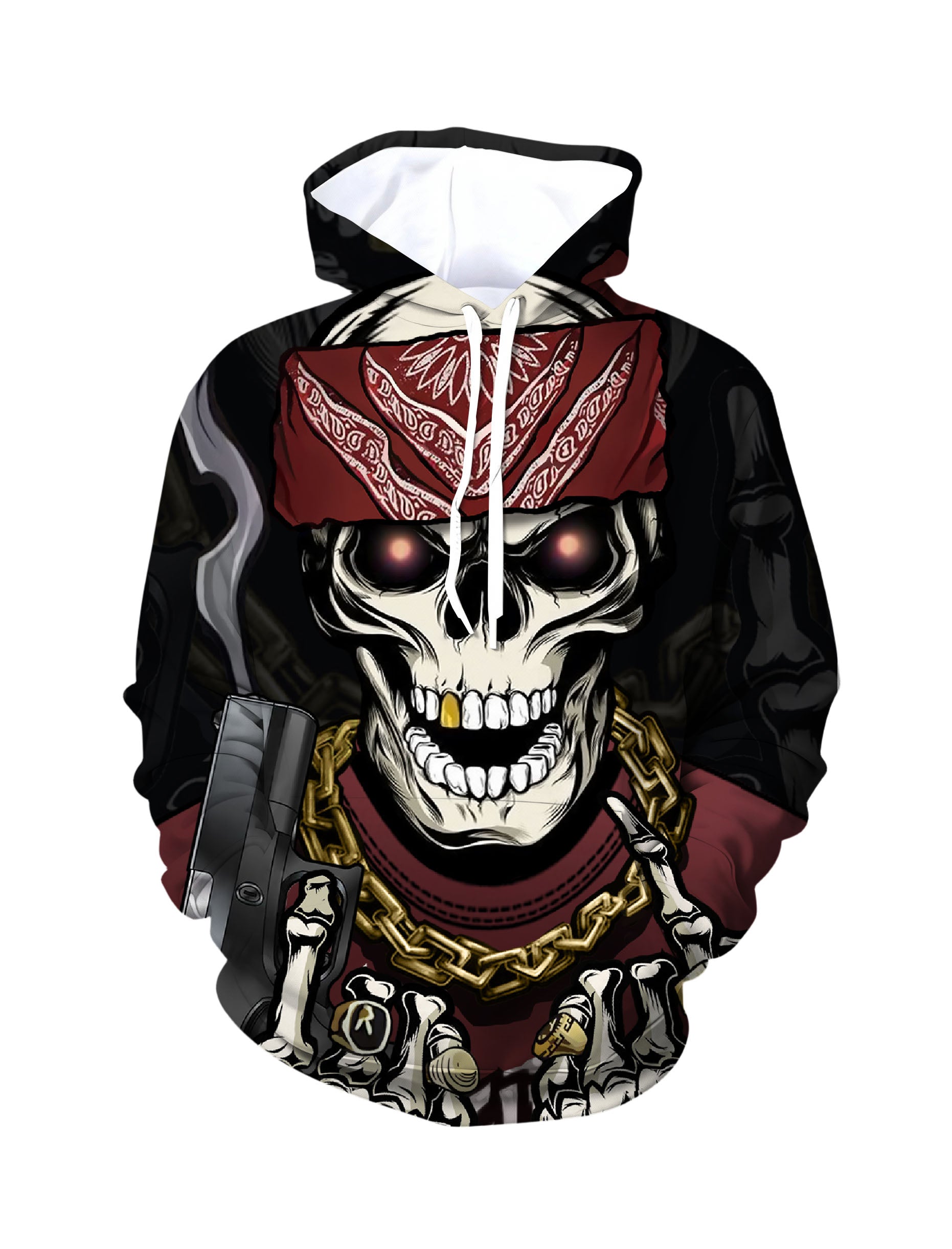 Gangster Skull 3D All Over Print Hoodie Unisex Streetwear Cotton Blend Loose Fit
