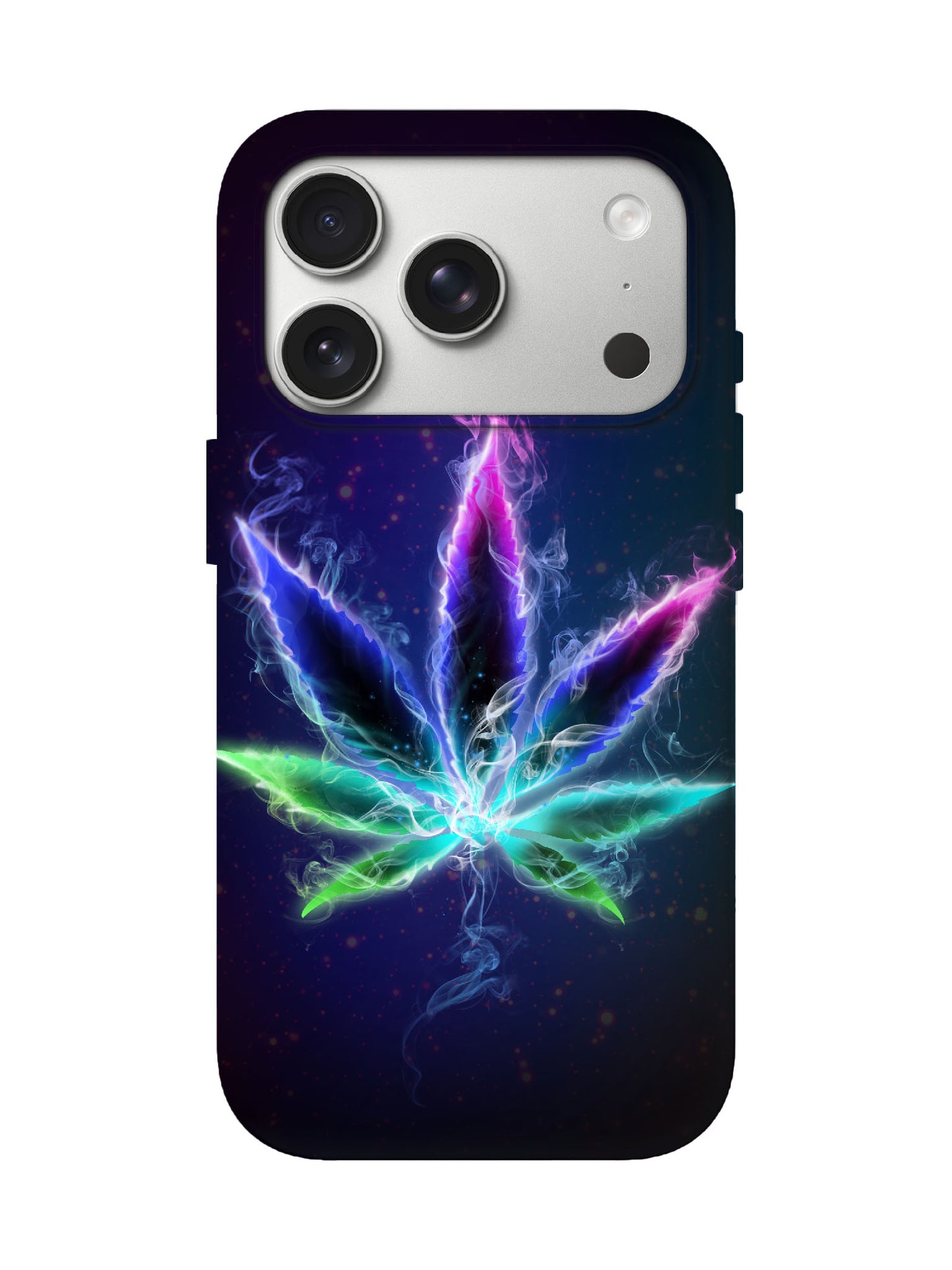 Neon Cannabis Leaf Cyberpunk Tough Phone Case