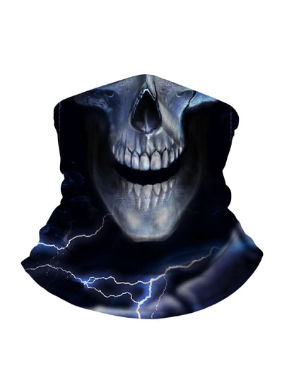 Tube Face Mask with 3D all over print graffiti skull design, Streetwear style unisex neck gaiter, breathable fabric and windproof for outdoor use