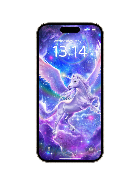 Nebula Prancing Unicorn Phone Wallpaper