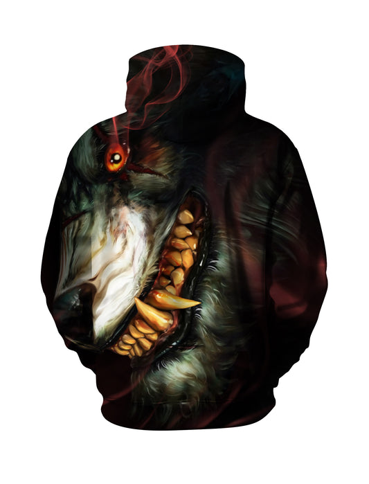 Snarling Werewolf with Glowing Orange Eyes 3D Print Hoodie