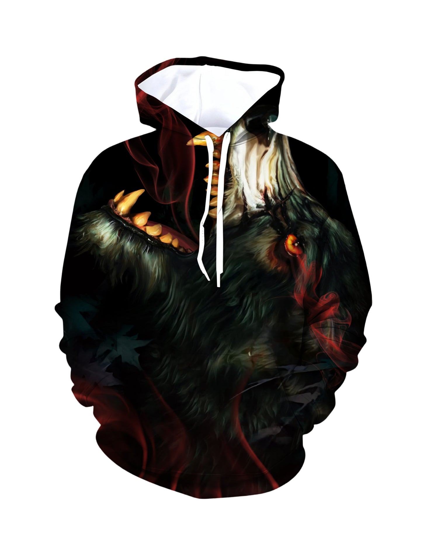 Fierce Snarling Werewolf with Red Smoke 3D Print Hoodie