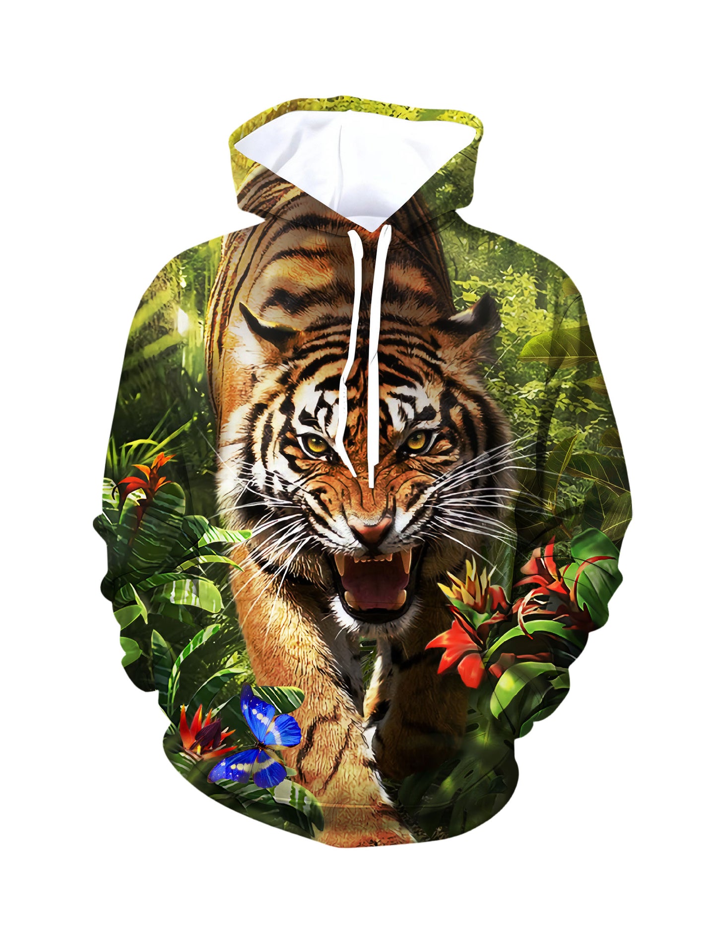 Tiger Jungle 3D All Over Print Hoodie for Men Women, Wild Animal Graphic Pullover Sweatshirt
