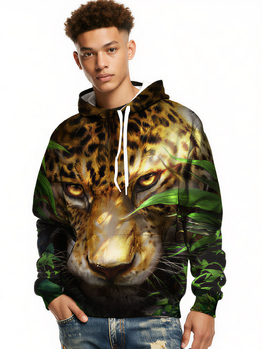 Leopard Face 3D All Over Print Hoodie Unisex Soft Comfortable Jungle Aesthetic Pullover