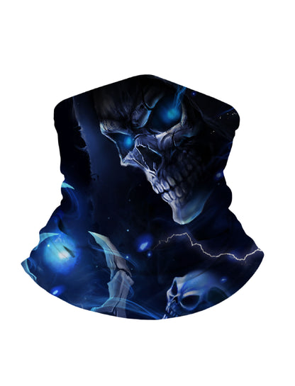 Gothic Skull Print Neck Gaiter - Versatile Face Mask for Motorcyclists, Gamers & Festival Goers